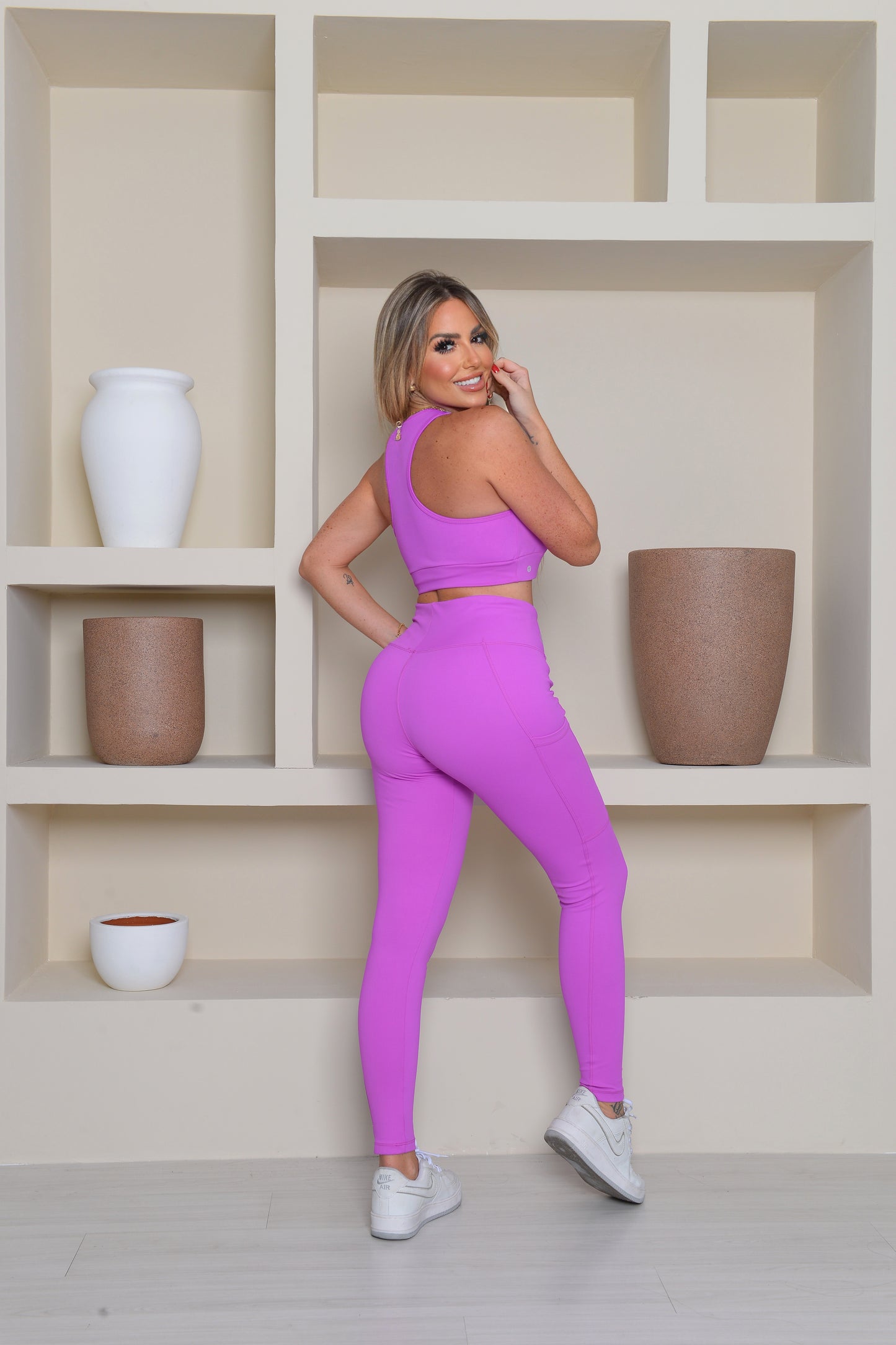 Calça Legging com Bolso-Fucsia