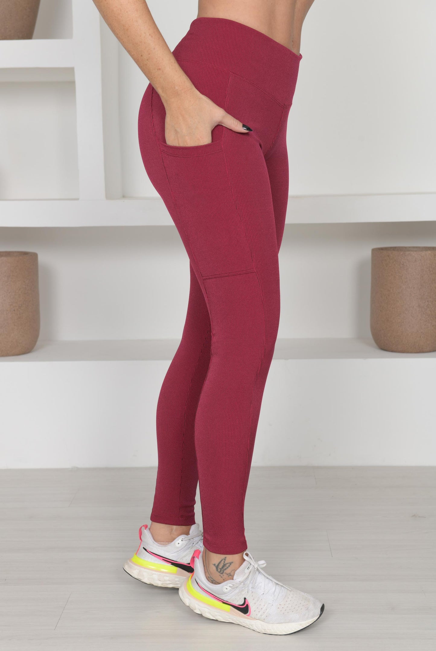 Calça Legging com Bolso-Vinho-PARIS