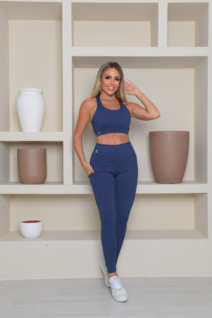 Calça Legging com Bolso-Marinho