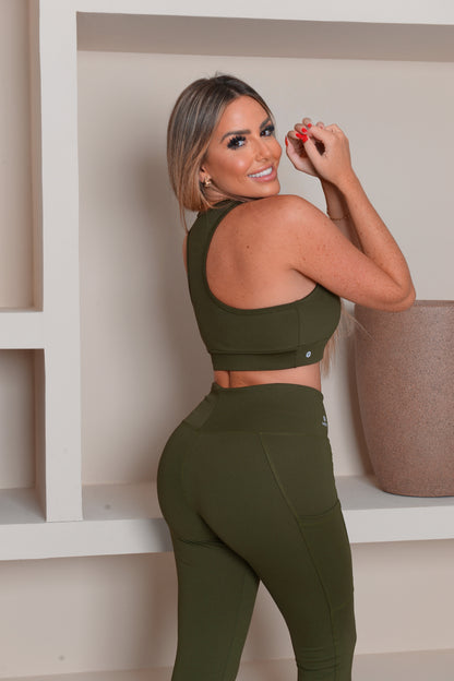 Calça Legging com Bolso-Militar