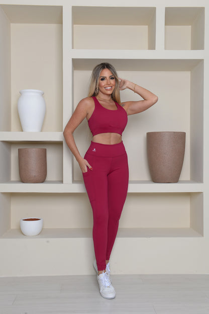 Calça Legging com Bolso-Vinho