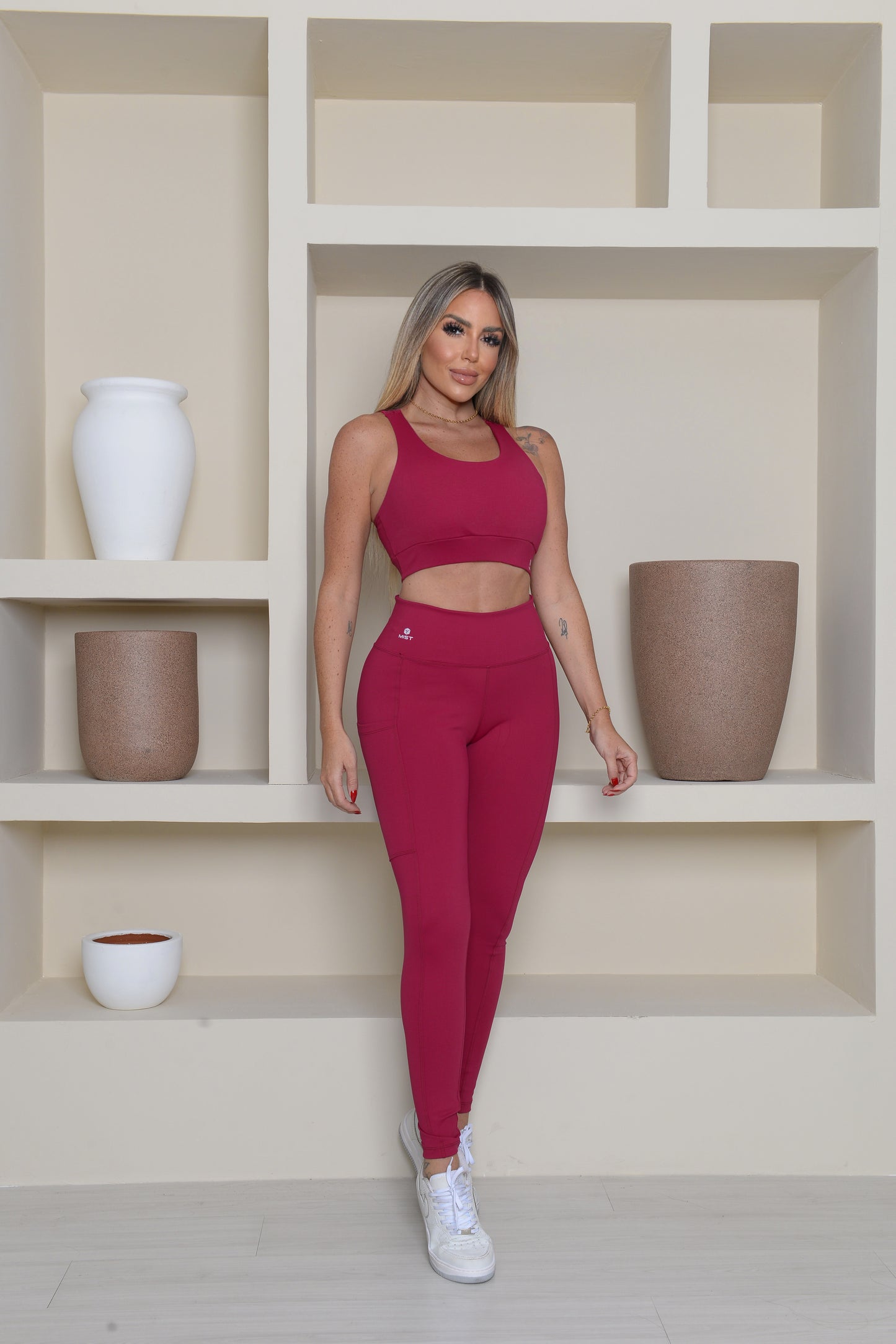 Calça Legging com Bolso-Vinho