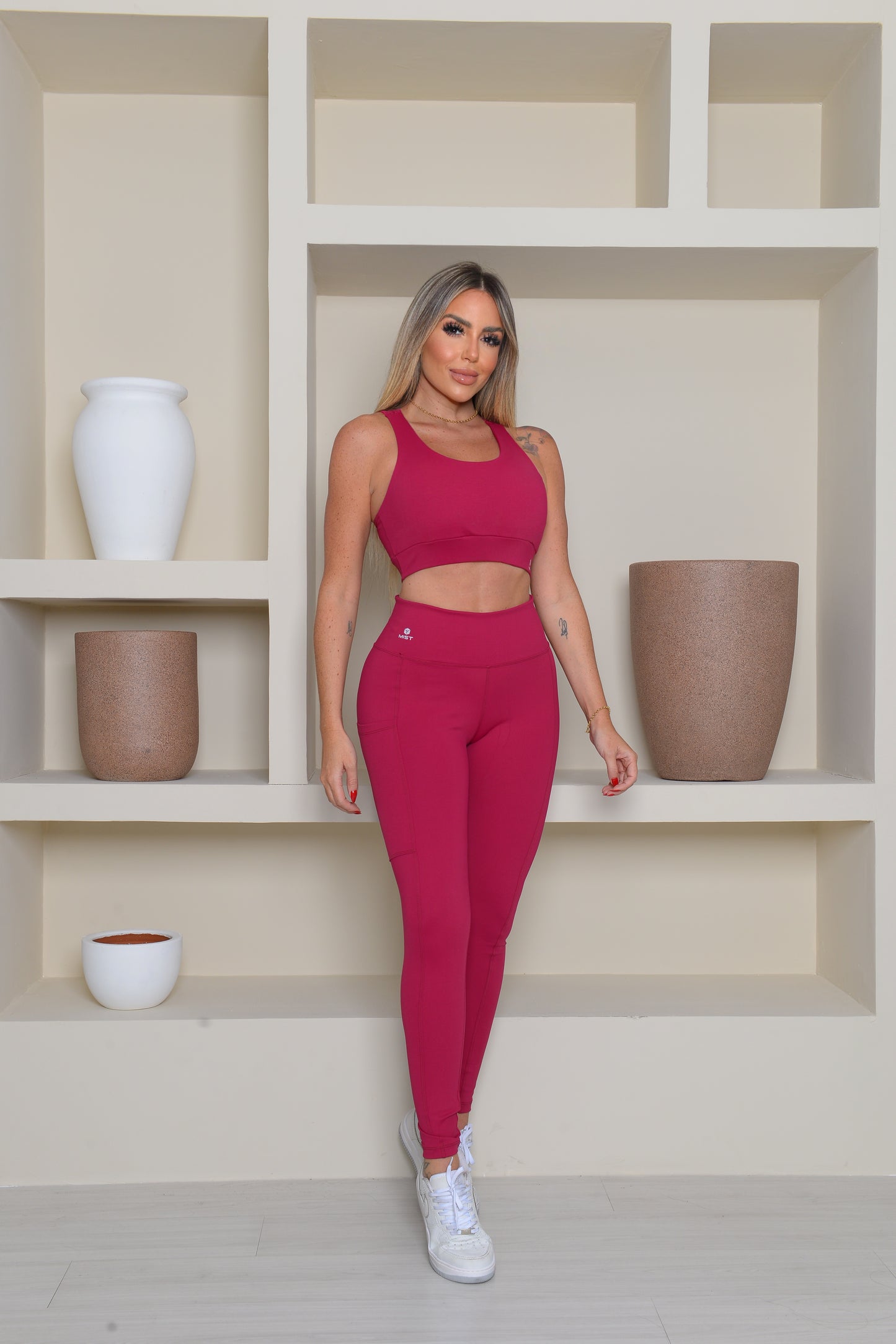 Conjunto Calça e Top Nadador-Vinho