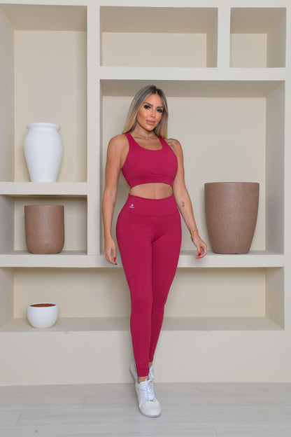 Conjunto Calça e Top Nadador-Vinho