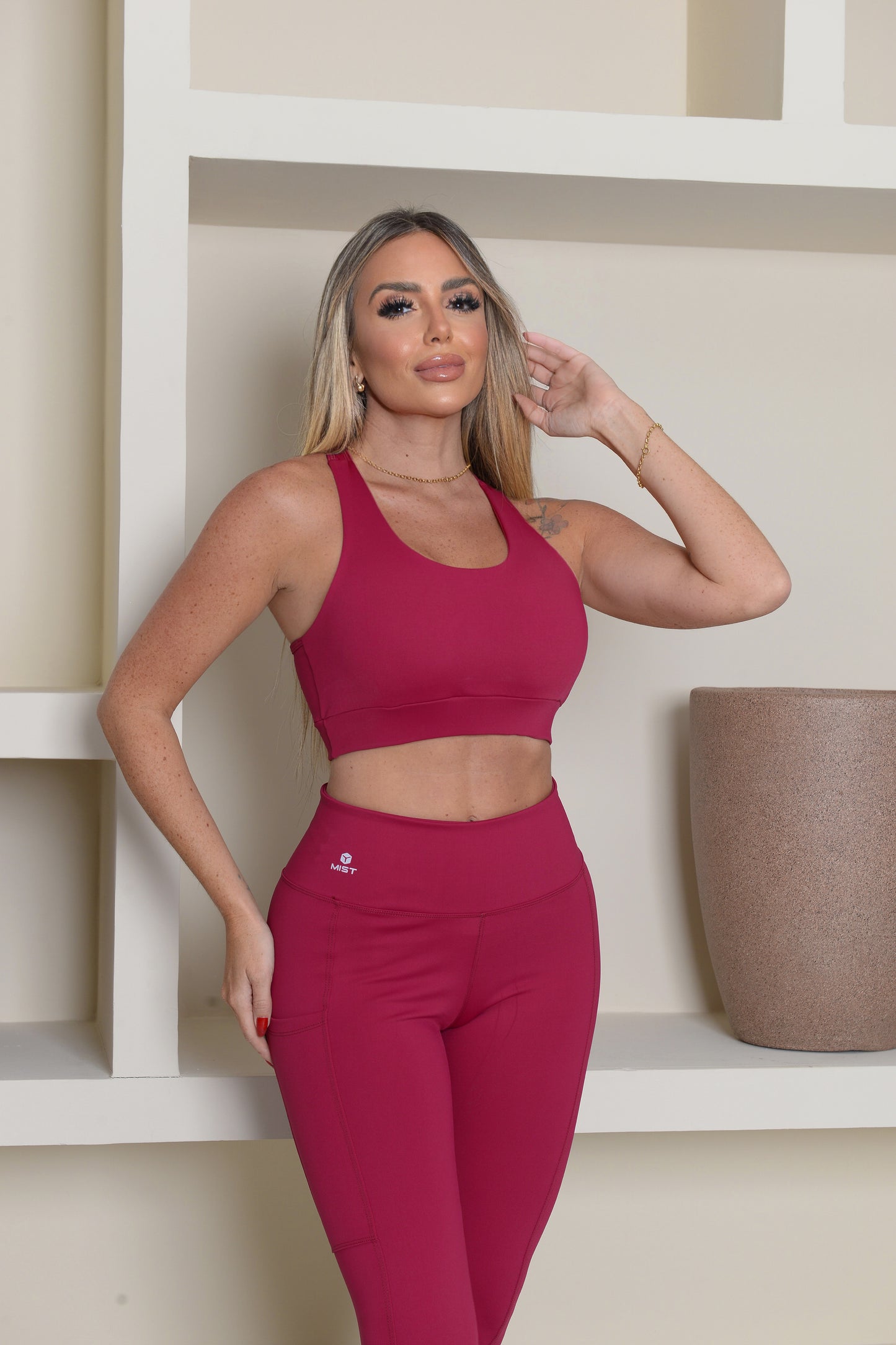 Calça Legging com Bolso-Vinho